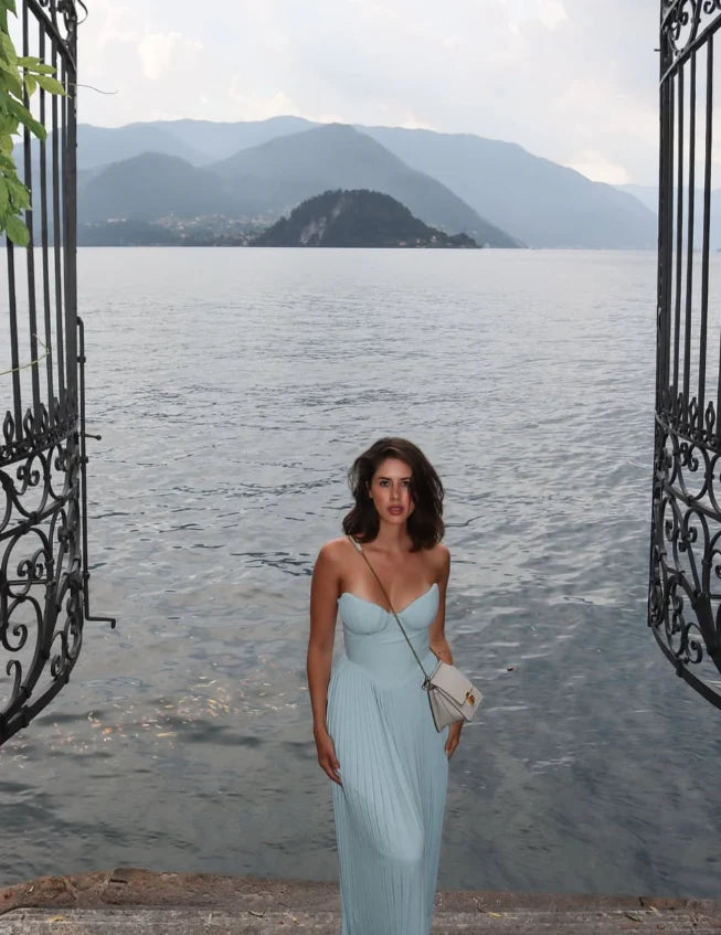 Sweetheart Neck Blue Satin Long Prom Dress Elegant A Line Evening Dress