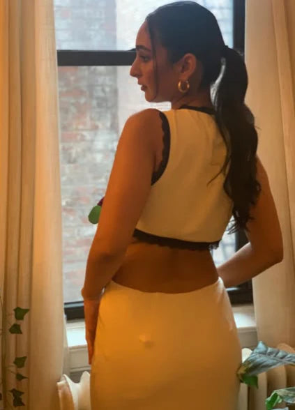 Simple Mermaid V Neck Two Piece Satin Long Evening Dress Outfits