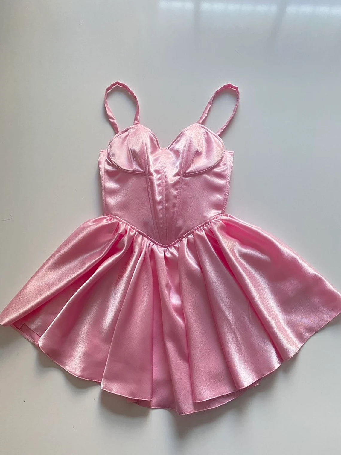 pink satin short dress short corset dress simple design homecoming dress