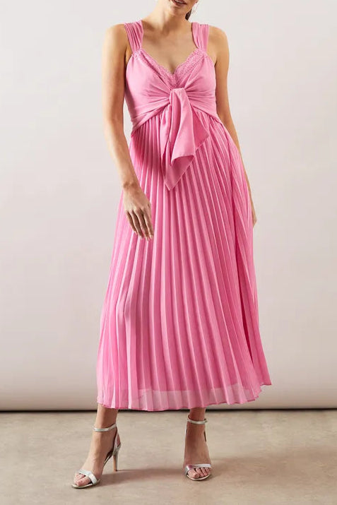 Occasion Pleated Tie Front Midi Mother Of The Bride Outfits Dress