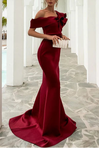 Exquisite tailoring Off-the-Shoulder Ruffled Slim-fit Mermaid Long Evening Dress