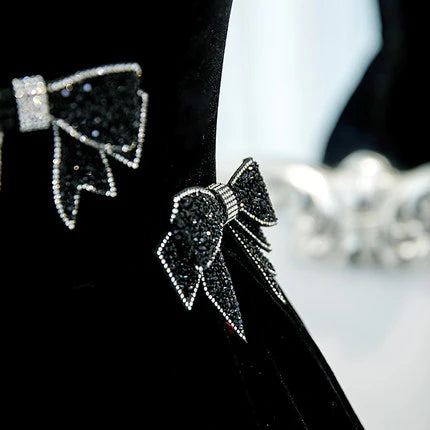 A line Black Knee Unique design Length Retract Your Waist Sleeveless Prom Dresses