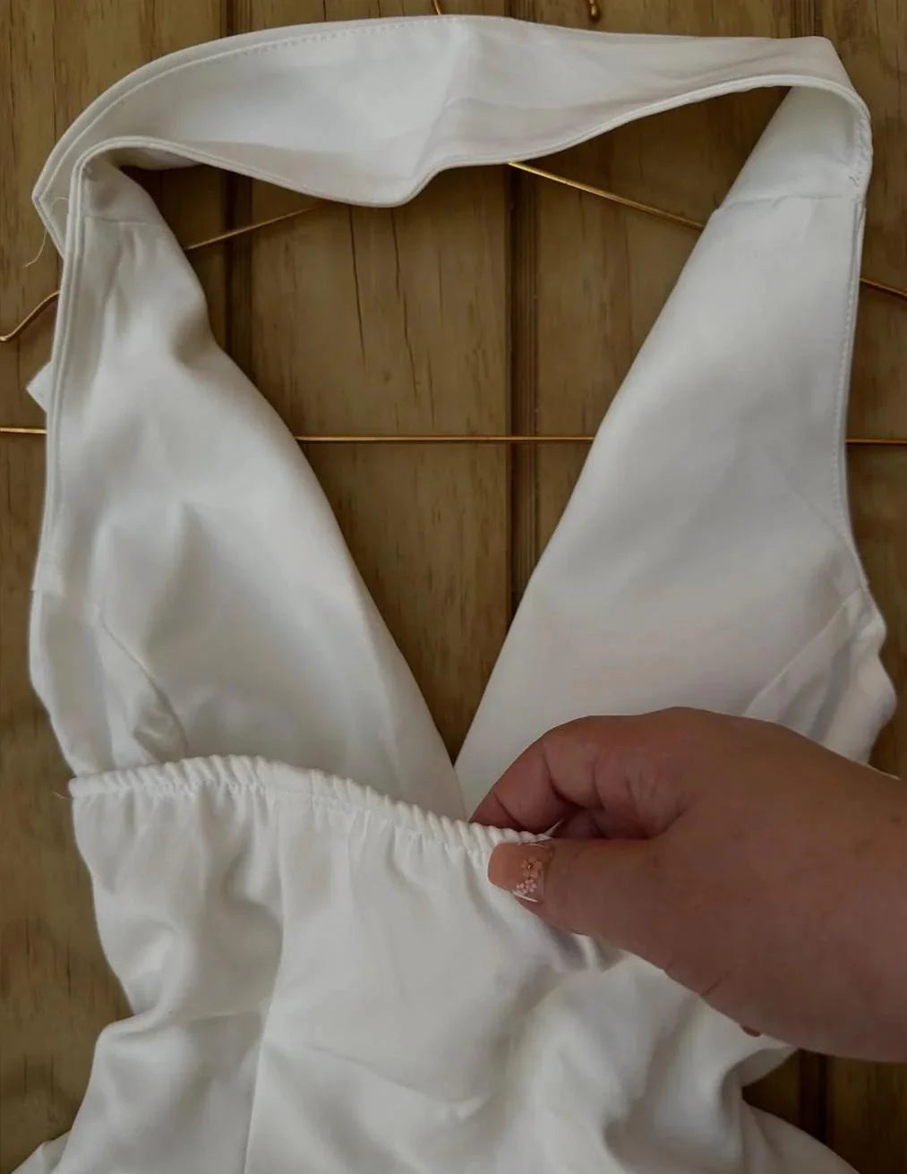 White V-neck Satin Backless A-line Party Dresses Beautiful Vintage Homecoming Dress