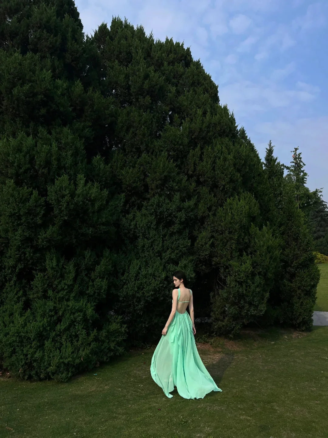 Romantic A Line Ruffle Green Chiffon Party Dress Sweetheart Neck Birthday Dress