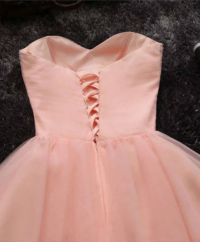 Pink A Line Sweetheart Neck Short Prom Dress Retract Your Waist Homecoming Dresses