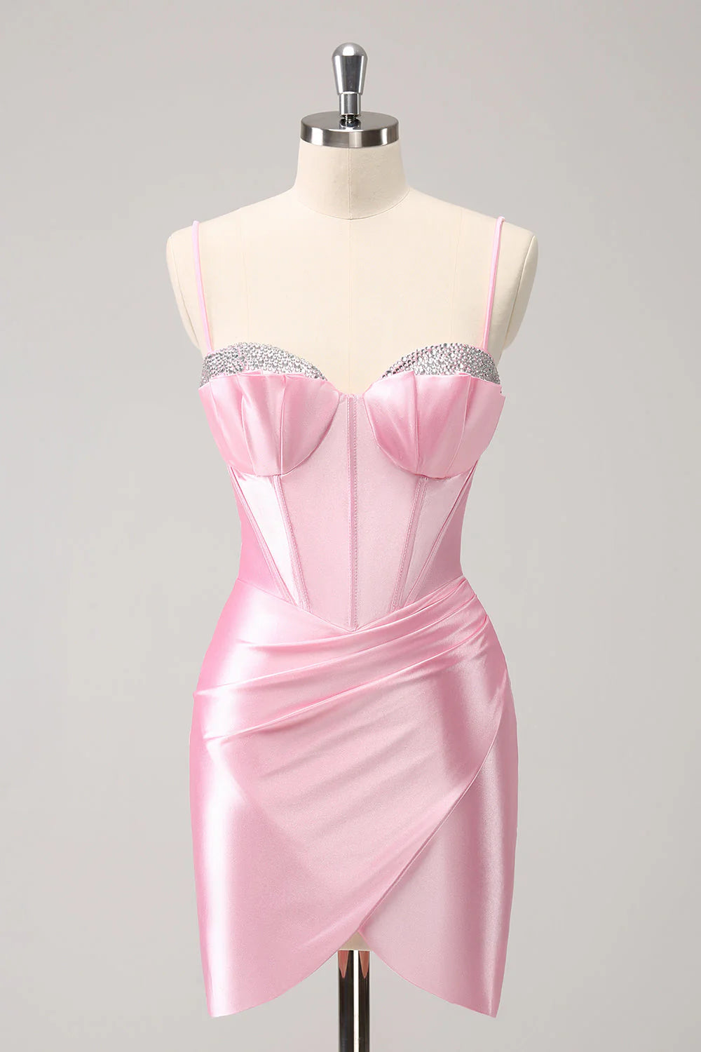 Full of charm Pink Sparkly Corset Tight Short Homecoming Dress