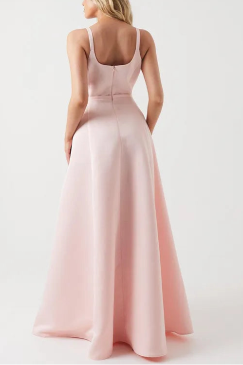 Spaghetti strap Structured Satin Full of charm Corset Full Skirt Bridesmaid Dress