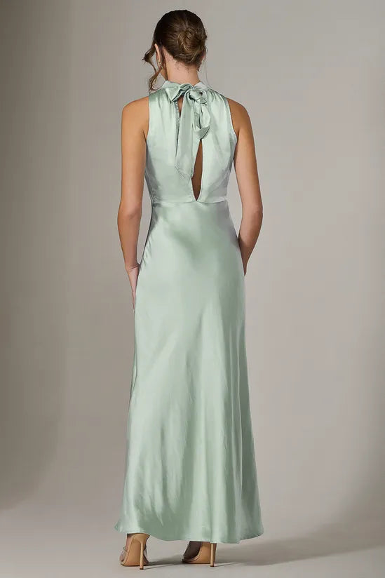 Halter Neck Maxi Full of charm Satin Slim-fit Bridesmaids Dress