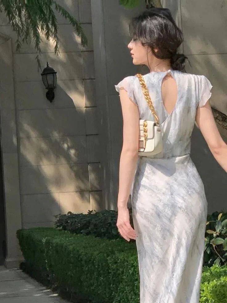 Fashion Sexy Bodycon Chiffon Midi Appropriate color matching Prom Dress