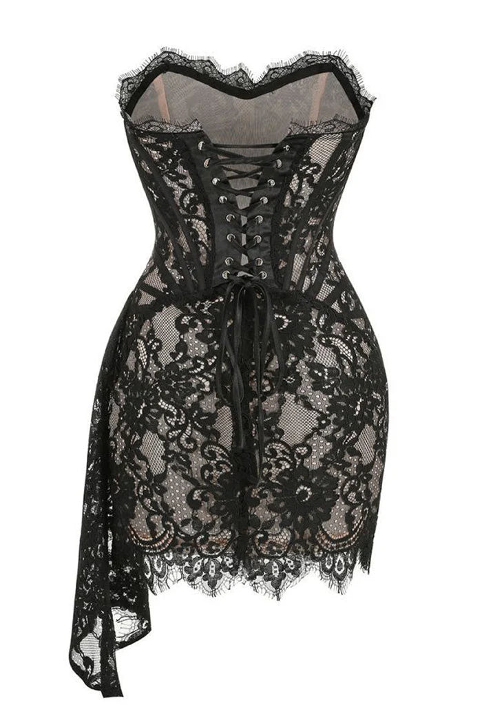 Sexy Sweetheart Neck Ruched Draped Corset Lace Mini homecoming Dress