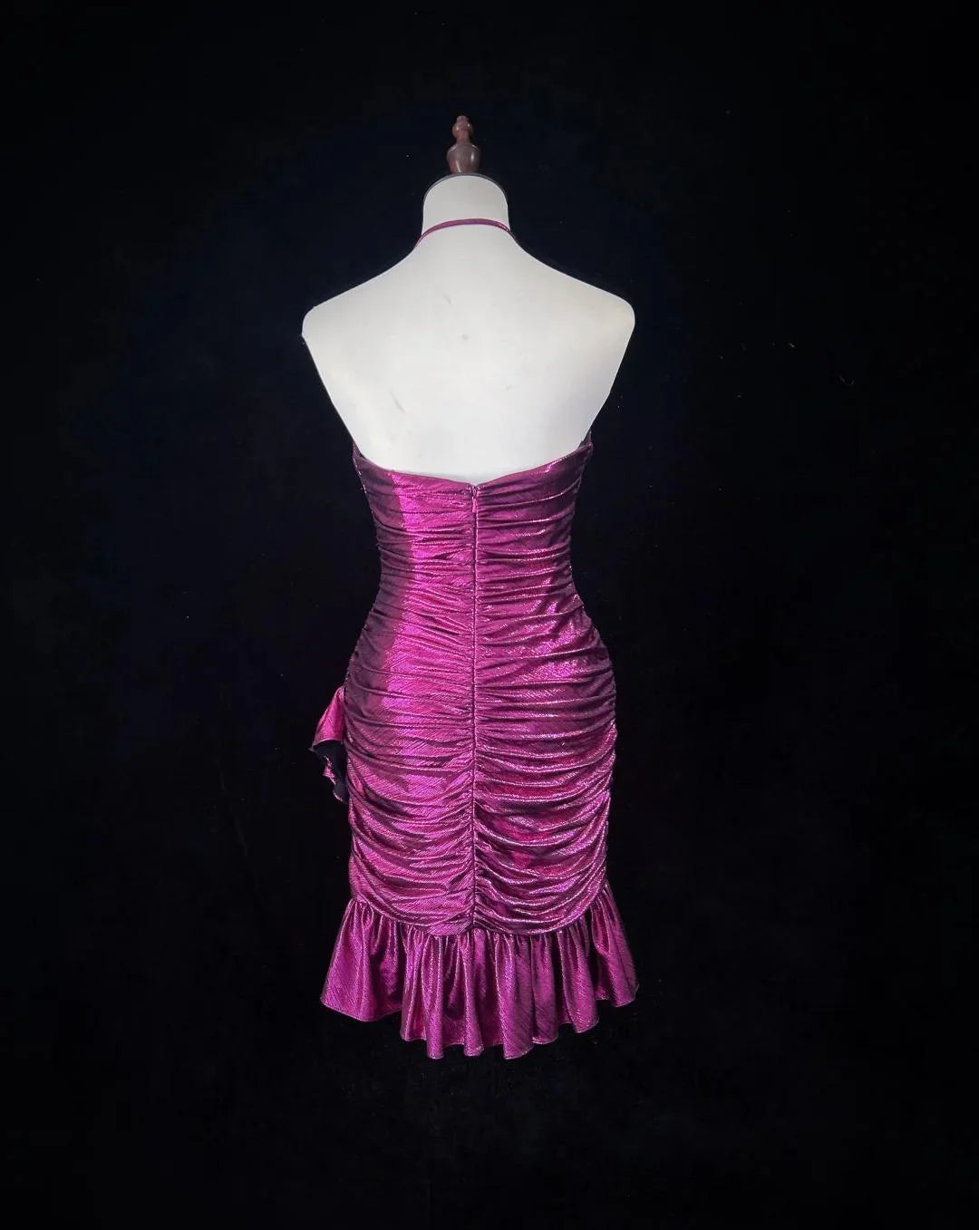 Spaghetti Straps Bodycon Satin Short Prom Dresses Vintage Gorgeous Fuchsia Homecoming Dress