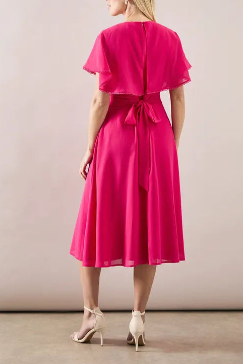 Petite Lace Trim Detail Cape Midi Mother Of The Bride Outfits Dress