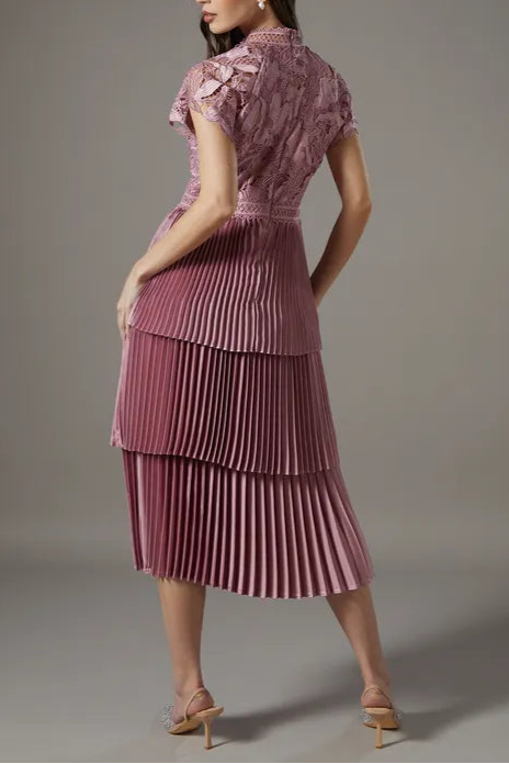 Satin Lace Unique design Tiered Mother Of The Bride Outfits Dress