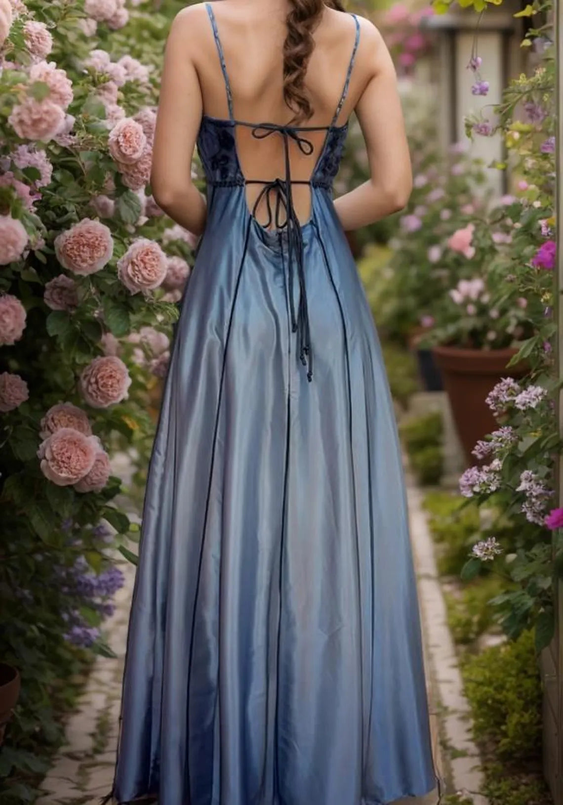 Vintage Green Prom Dress Blue Y2K Ombré Beaded Gown Prom Party Dress