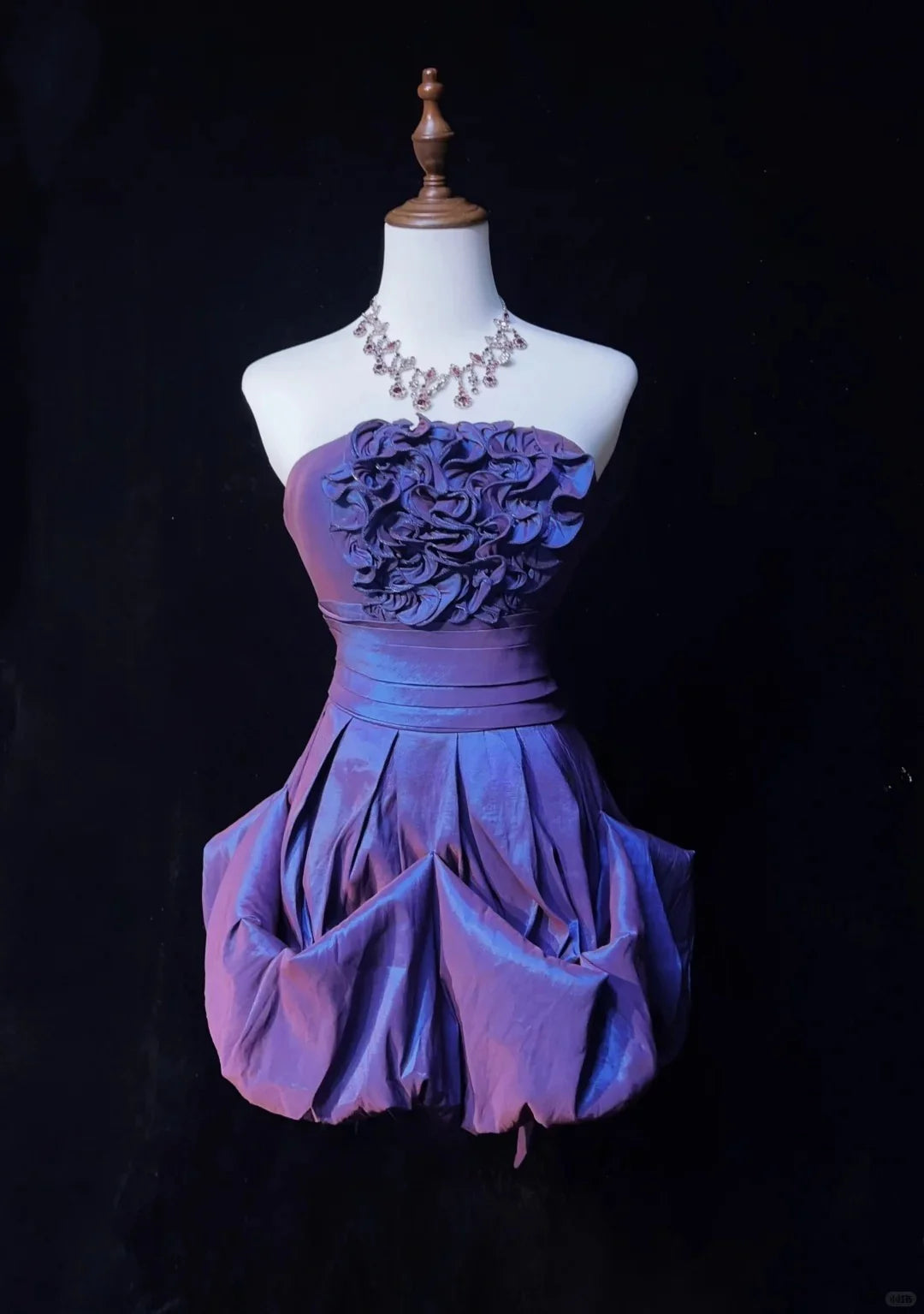 Strapless A-Line Taffeta Short Prom Dresses Stunning Purple Homecoming Dresses