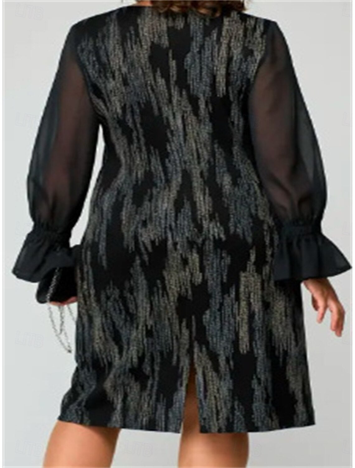 Daily Date Loose Long Sleeve Crew Neck Dress Regular Fit Midi Dress