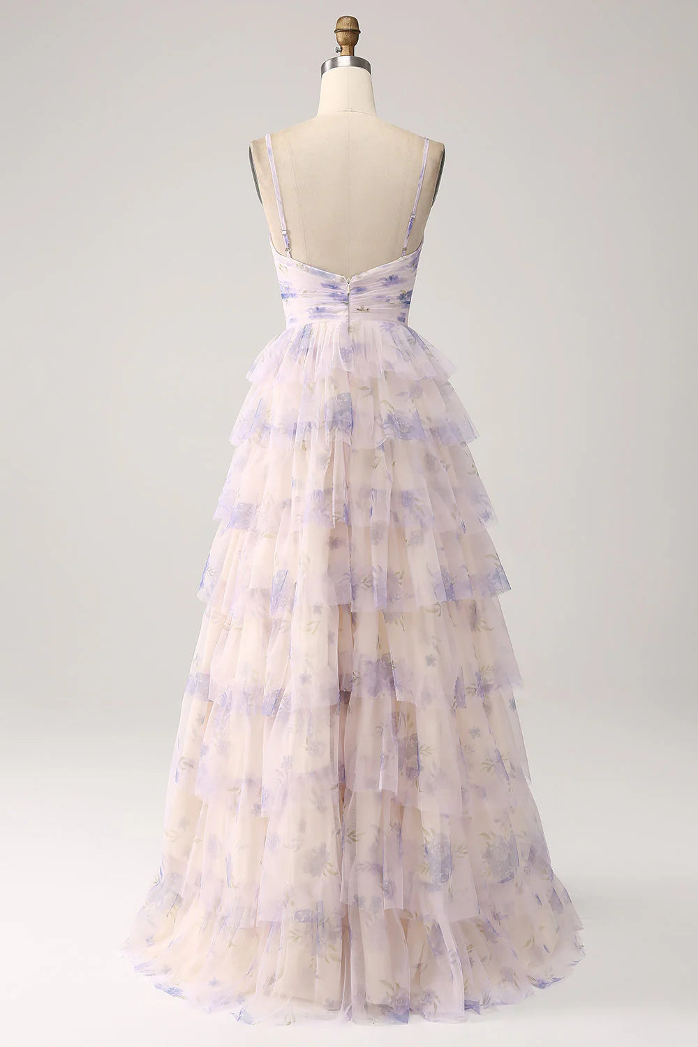 Appropriate color matching Lavender Flower Tiered Princess Prom Dress With Pleated