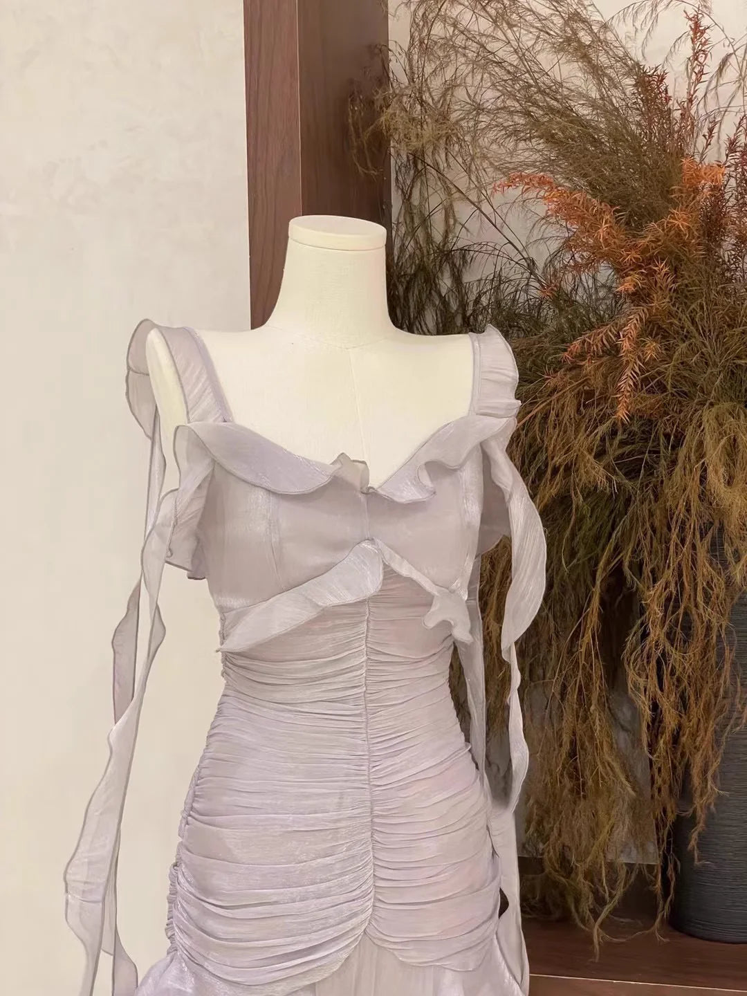 Sexy Sheath Spaghetti Straps Ruffled Light Lilac Women's Unique design Homecoming Dresses