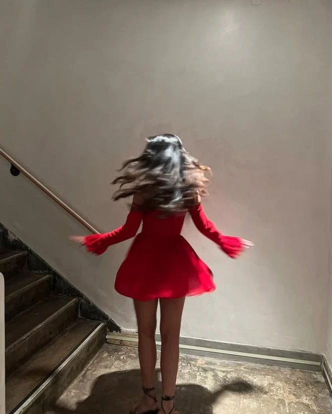 Sexy A Line Long Sleeve Burgundy Chiffon Short Homecoming Dress Birthday Dress with Bow