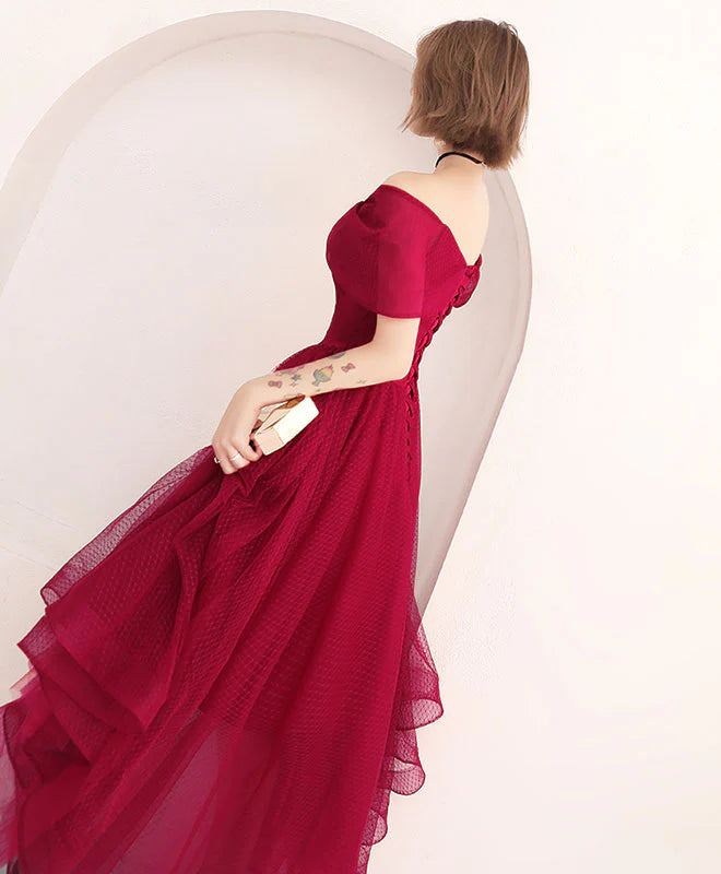 Simple Off Shoulder Tulle Prom Dress, Full of charm Evening Dress