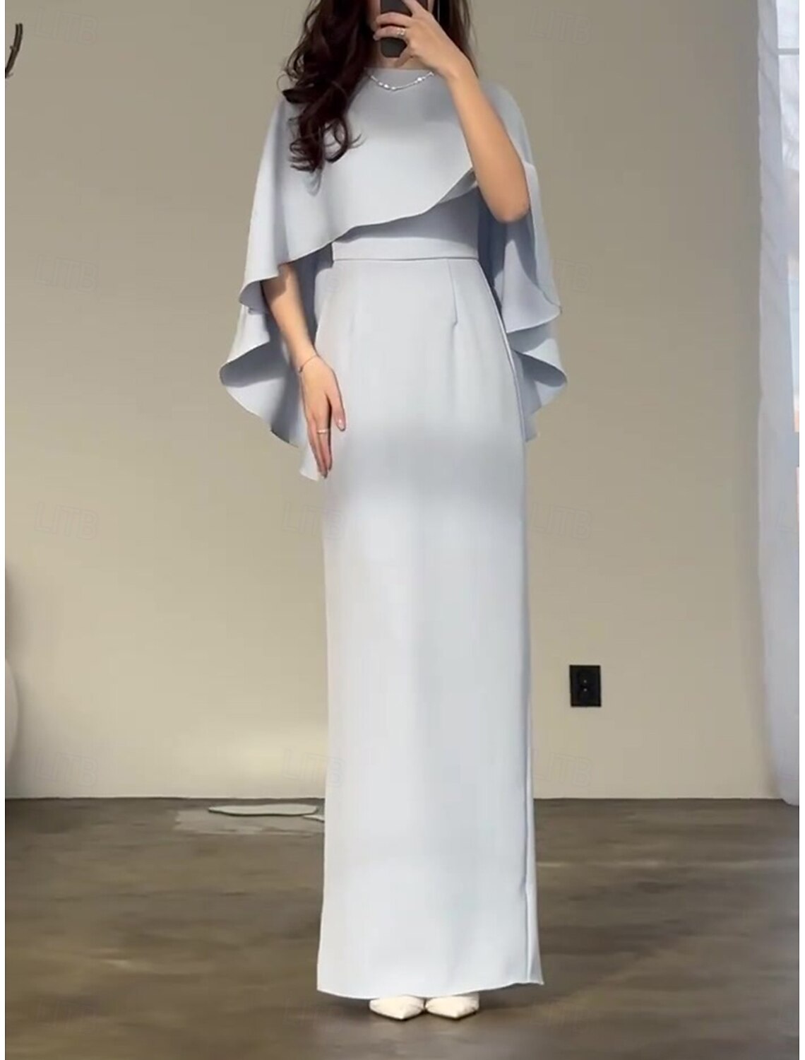 Engagement Regular Fit Solid Color Short Sleeve Crew Neck Elegant Stylish Sheath Dress