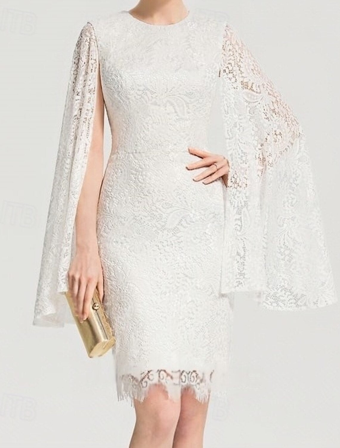 Long Sleeve Wedding Dresses Sheath Column Boat NeckKnee Length Satin Bridal Gowns With Solid Color