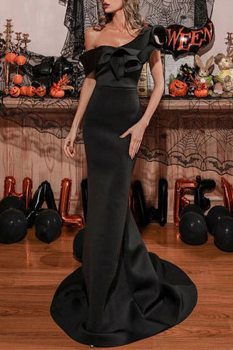 Exquisite tailoring Off-the-Shoulder Ruffled Slim-fit Mermaid Long Evening Dress