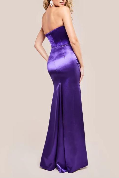Full of charm Satin Bandeau Retract Your Waist Bridesmaids Maxi Dress