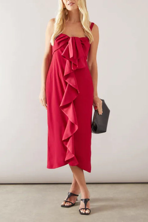 Petite Twist Ruffle Detail Midi Mother Of The Bride Outfits Dress