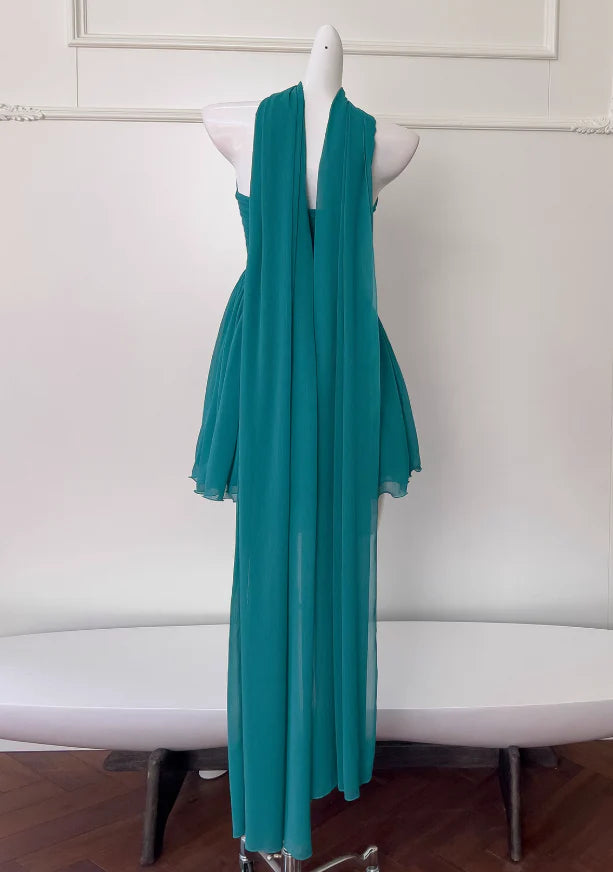 Lake blue A-line strapless chiffon short prom dress,Simple design homecoming dress