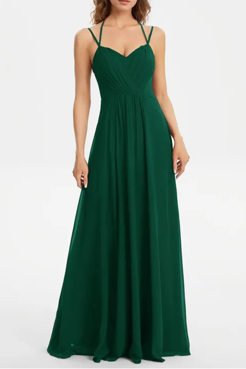 Elegant Spring V neck Ruffle Sleeve Ruched Backless Applique Flowing Chiffon Bridesmaid Dresses