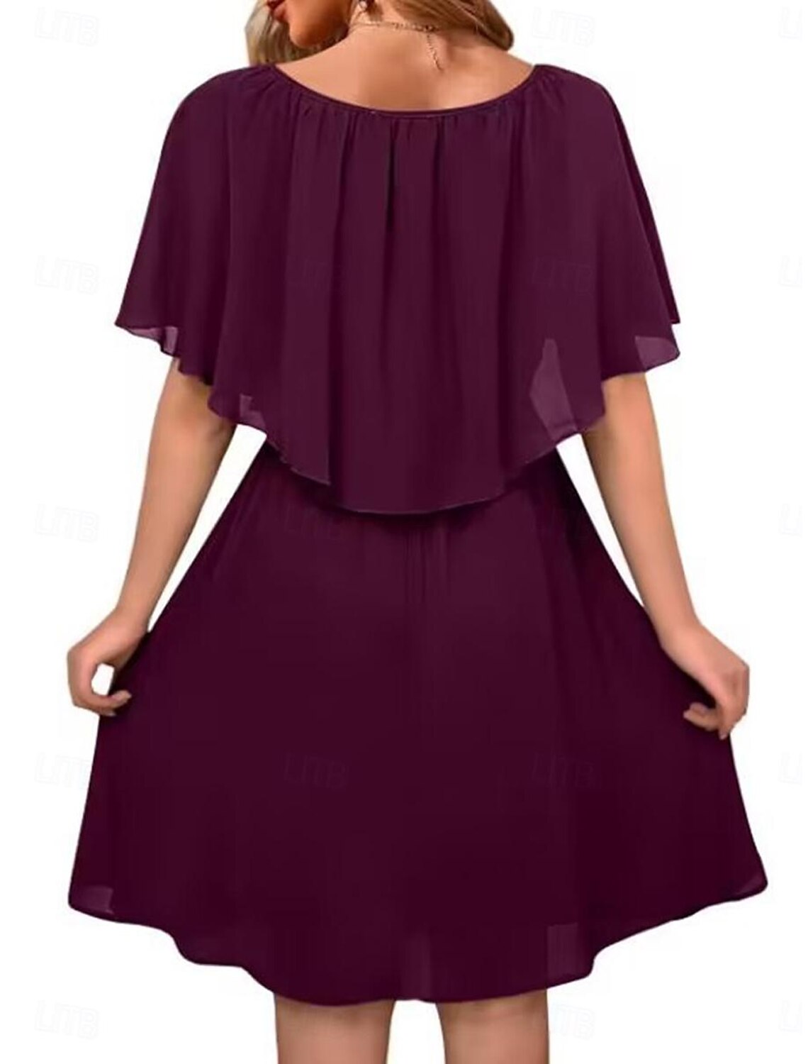 Women's Chiffon Dress Mini Dress Chiffon Ruffle Party Wedding Guest Work Elegant Streetwear Crew Neck Short Sleeve