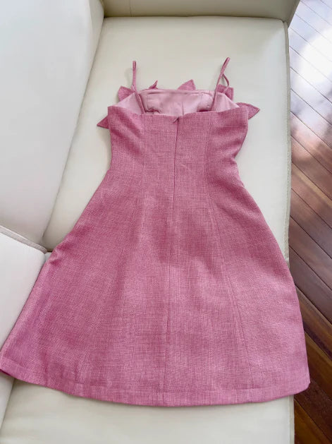 Rose red A-line spaghetti strap short prom dress, Full of charm homecoming dress