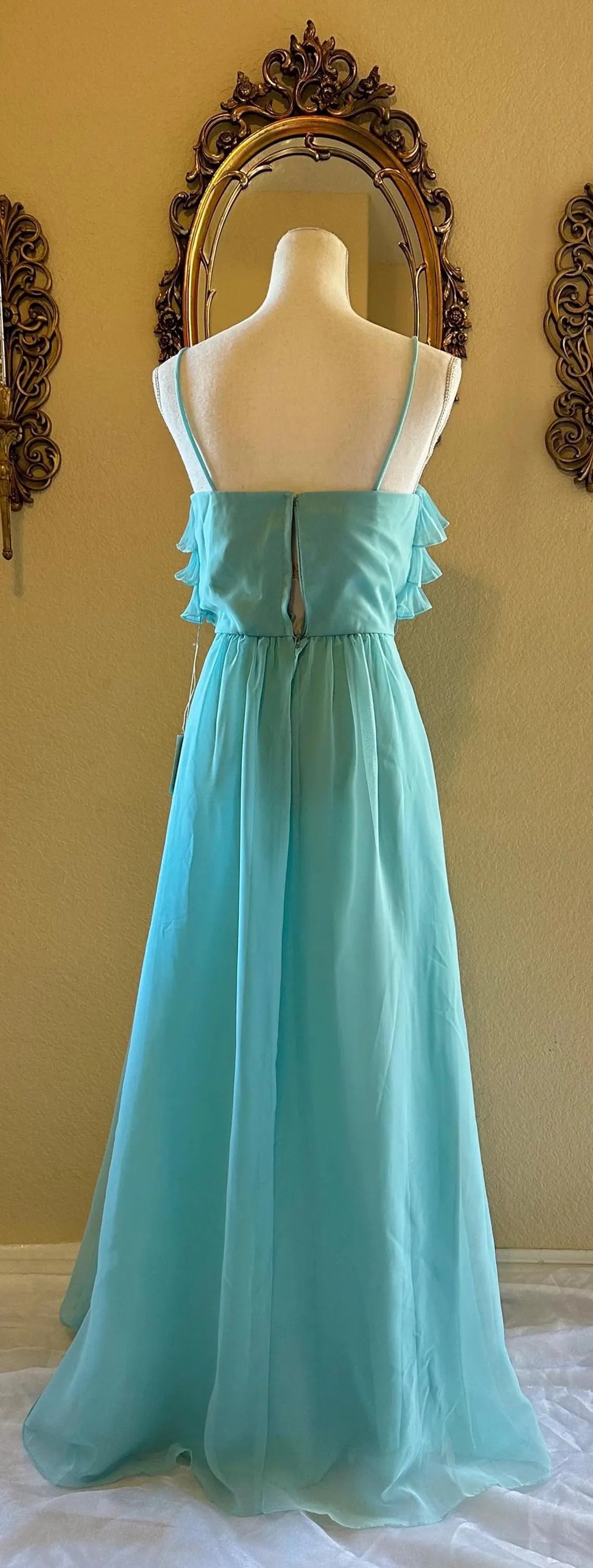 Amazing Aqua Chiffon Formal Gown Unique design Prom Dress Blue Party Dress