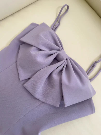 Gorgeous Lavender Satin Short Prom Dresses Glitter Tulle Spaghetti Straps A-Line Homecoming Dresses with Bows