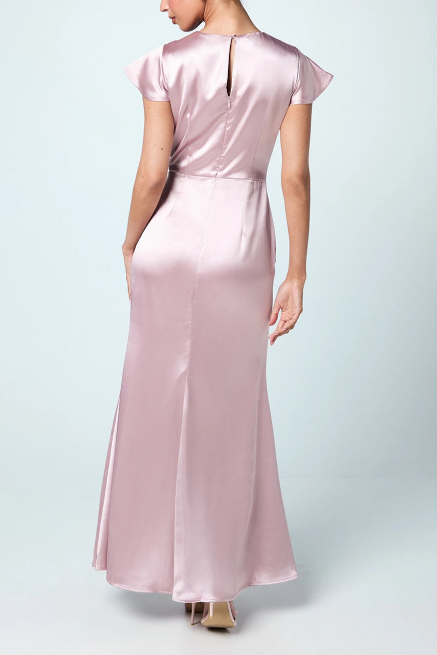 Keyhole Detail Satin Retract Your Waist Elegant and gentle Bridesmaids Dress