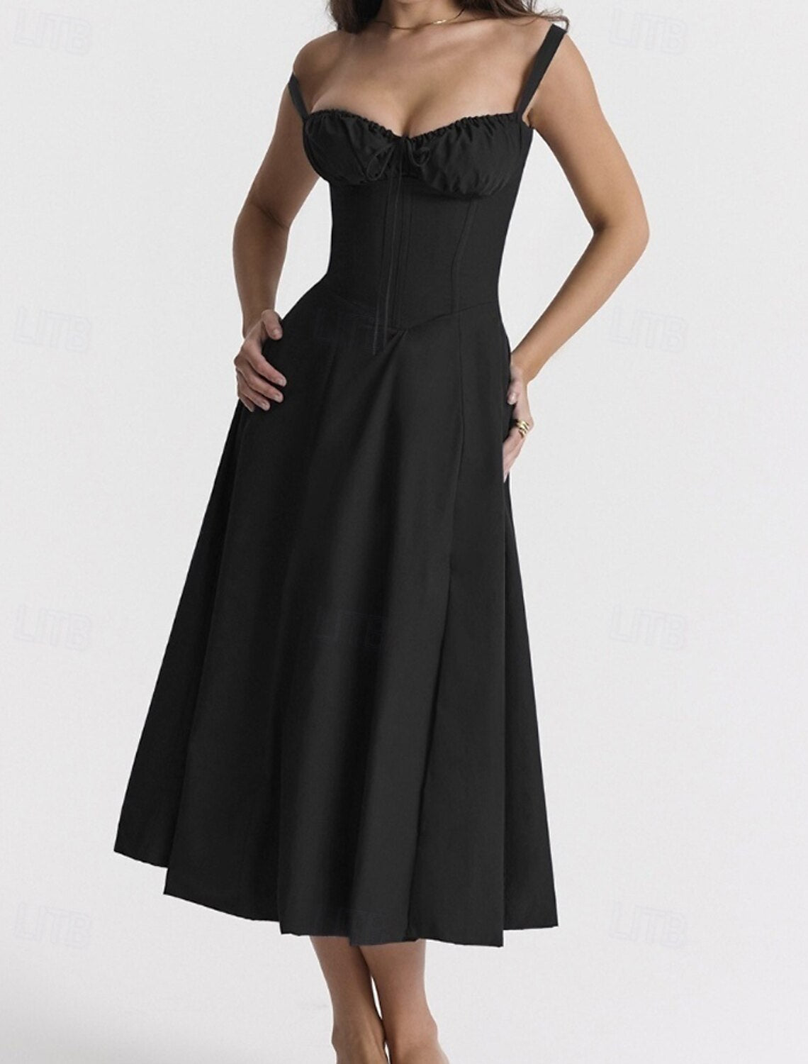 Regular Fit Plain Sleeveless U Neck Women's Midi Dress White Dress Graduation Dress