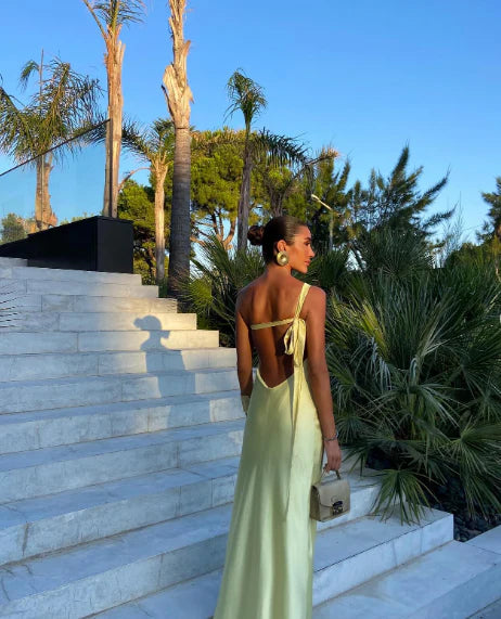 Yellow One ShoulderFloor Length Party Gowns
