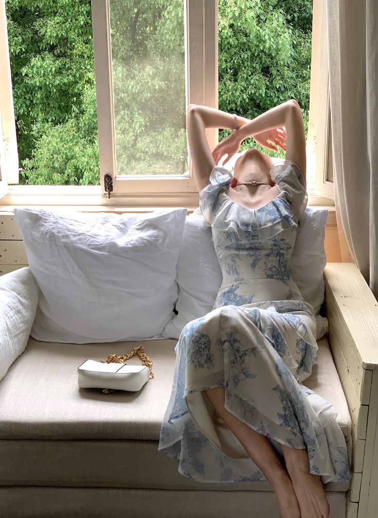 Strap Print Flower Blue Chiffon Party Dress Gentle Mermaid Evening Dress