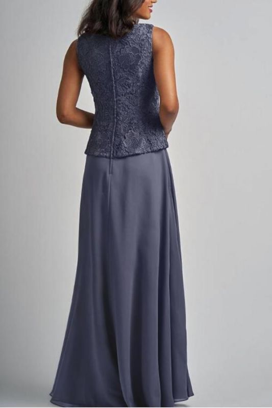 Elegant Mother of the Bride Dress V-Neck Chiffon  Floral Lace Wedding Guest Outfit