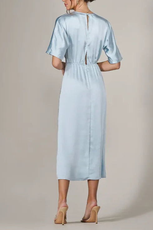 Satin Exquisite tailoring A-Line Retract Your Waist Midaxi Bridesmaids Dress