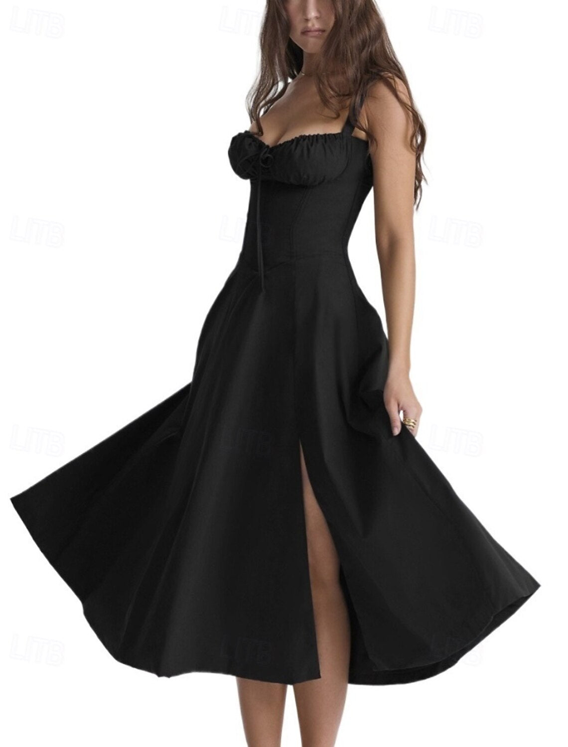 Regular Fit Plain Sleeveless U Neck Women's Midi Dress White Dress Graduation Dress