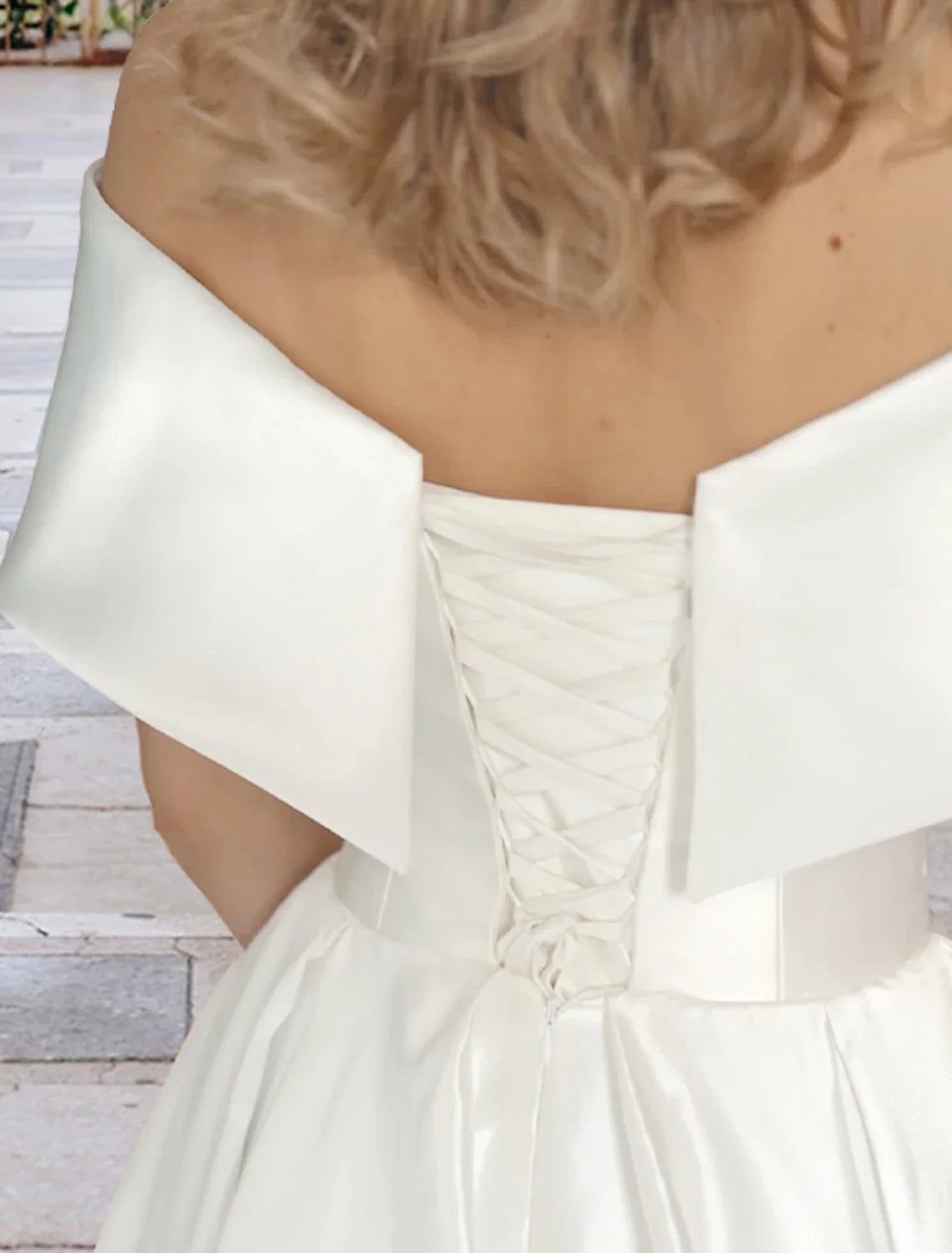 Reception Little White Dresses Wedding Dresses A-Line Off Shoulder Cap Sleeve Tea Length Satin Bridal Gowns With Pleats