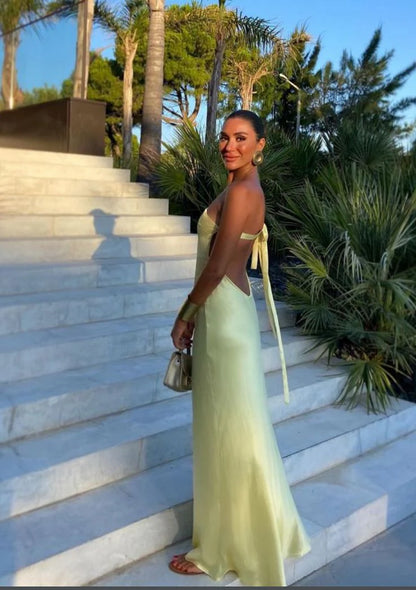 Yellow One ShoulderFloor Length Party Gowns