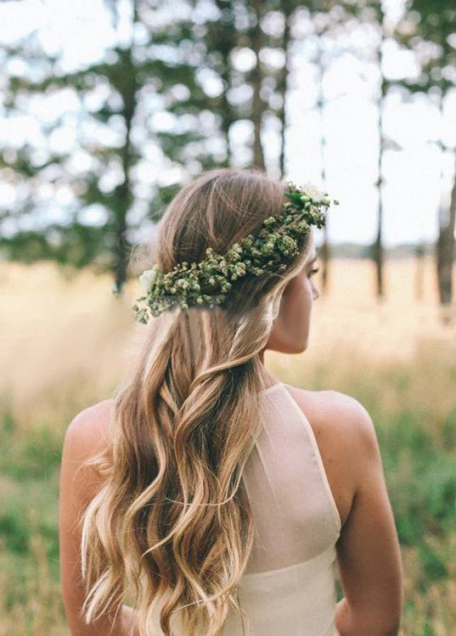 A-Line Elegant Bohemian White Chiffon Halter Neck Sleeveless Floor length Wedding Dresses