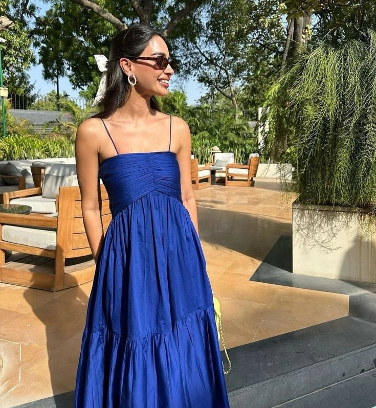 A Line Simple Royal Blue Spaghetti Strap Formal Prom Dress Evening Dress Hot Sale Party Dress For Women