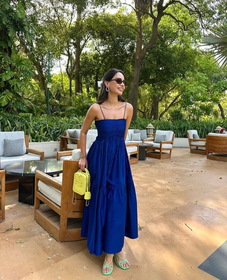 A Line Simple Royal Blue Spaghetti Strap Formal Prom Dress Evening Dress Hot Sale Party Dress For Women