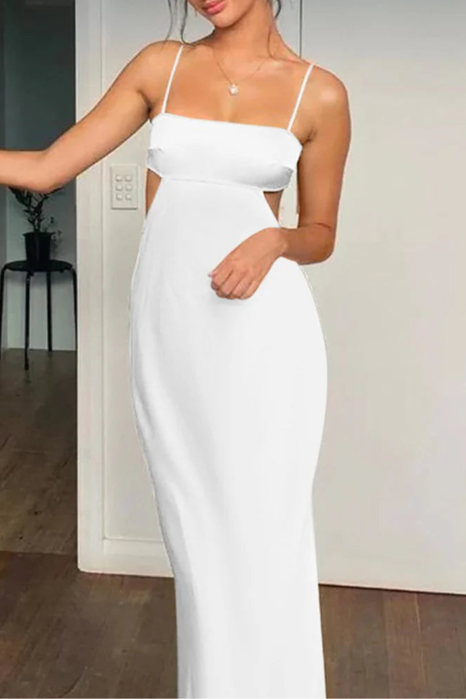 Aqua Blue Satin Cut Out Spaghetti Straps Sheath Prom Dress Formal Party Dress Evening Dress