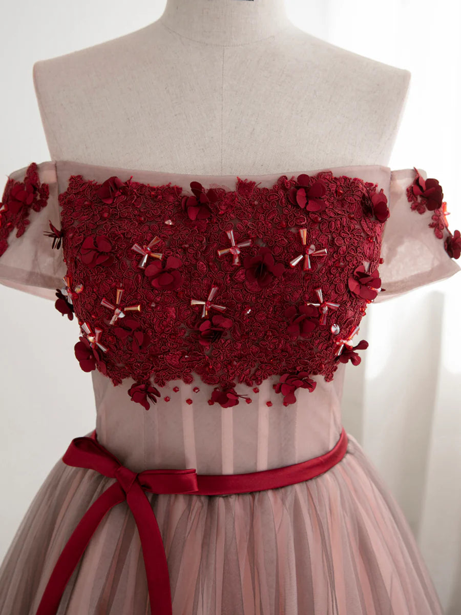 As Pic Tulle Lace Sequins With Beaded Off the Shoulder Short Prom Dress Homecoming Dress