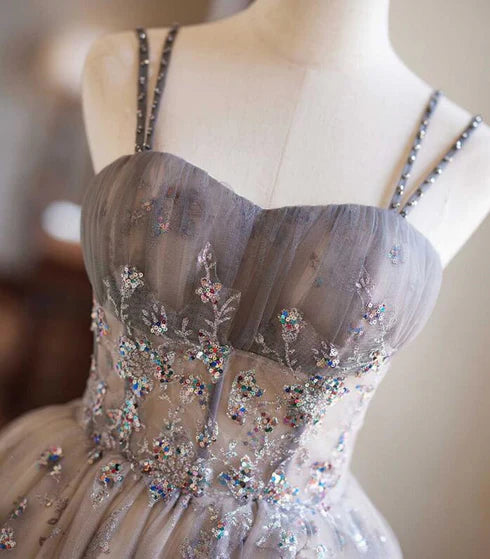 As Pic Tulle Sequins With Applique A-Line Short Party Dress Homecoming Dress